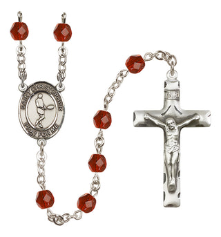 Silver-Plated 6mm Saint Christopher/Tennis Rosary