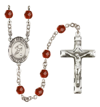 Silver-Plated 6mm Saint Sebastian/Soccer Rosary