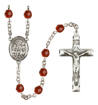 Silver Plated 6mm Fire Polished Saint Germaine Cousin Rosary in Ruby
