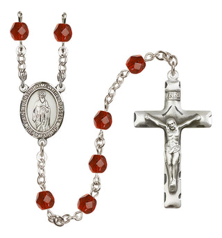 Silver Plated 6mm Fire Polished Saint Bartholomew the Apostle Rosary in Ruby