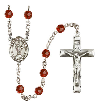 Silver Plated 6mm Fire Polished Our Lady of All Nations Rosary in Ruby