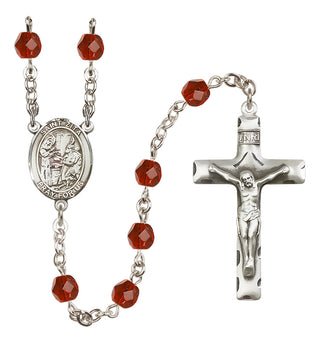 Silver Plated 6mm Fire Polished Saint Zita Rosary in Ruby