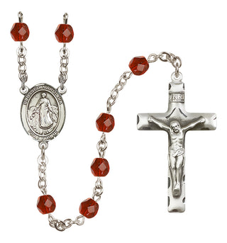 Silver Plated 6mm Fire Polished Blessed Karolina Kozkowna Rosary in Ruby