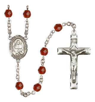 Silver Plated 6mm Fire Polished Saint Marie Magdalen Postel Rosary in Ruby