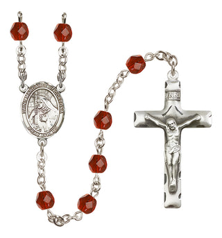 Silver Plated 6mm Fire Polished Saint Margaret of Cortona Rosary in Ruby