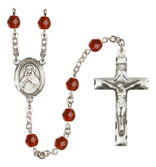 Silver Plated 6mm Fire Polished Saint Olivia Rosary in Ruby
