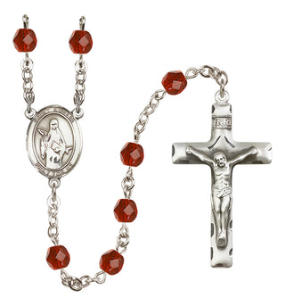 Silver Plated 6mm Fire Polished Saint Amelia Rosary in Ruby