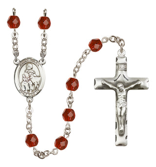 Silver Plated 6mm Fire Polished Saint Giles Rosary in Ruby