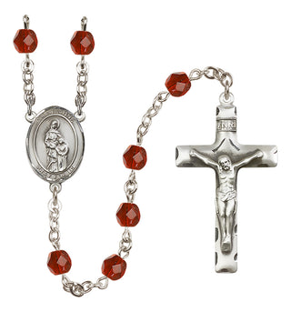 Silver Plated 6mm Fire Polished Saint Anne Rosary in Ruby