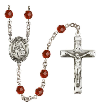 Silver Plated 6mm Fire Polished Saint Marina Rosary in Ruby
