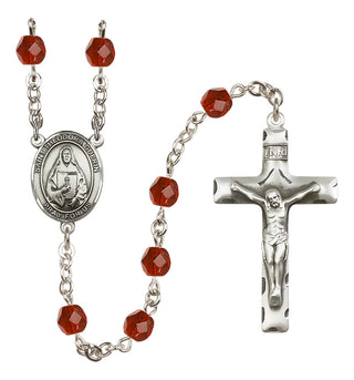 Silver Plated 6mm Fire Polished Saint Theodora Rosary in Ruby