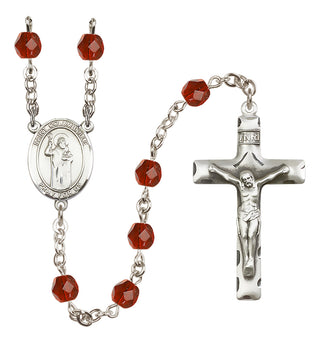 Silver-Plated 6mm Saint Columbkille  Engraved Catholic Rosaries