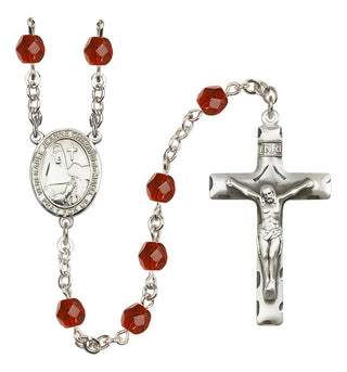 Silver Plated 6mm Fire Polished Saint Jeanne Chezard de Matel Rosary in Ruby