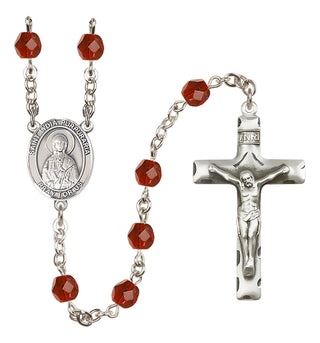 Silver-Plated 6mm Saint Lydia Purpuraria  Engraved Catholic Rosaries