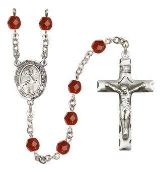 Silver Plated 6mm Fire Polished Saint Anthony Mary Claret Rosary in Ruby