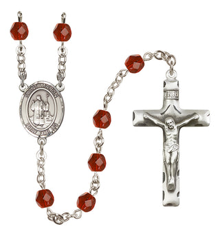 Silver-Plated 6mm Saint Maron  Engraved Catholic Rosaries