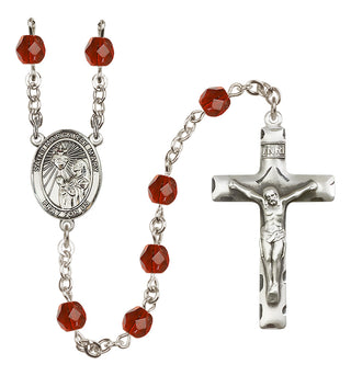 Silver Plated 6mm Fire Polished Saint Margaret Mary Alacoque Rosary in Ruby