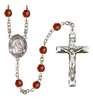 Silver Plated 6mm Fire Polished Saint Jadwiga of Poland Rosary in Ruby