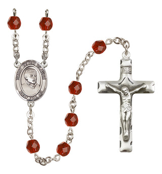 Silver Plated 6mm Fire Polished Saint Peter Claver Rosary in Ruby