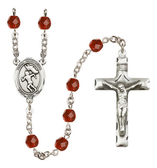 Silver-Plated 6mm Saint Sebastian /Track&Field-Women Rosary