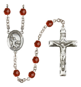 Silver-Plated 6mm Guardian Angel/Football Rosary