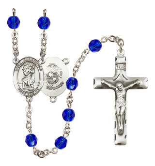Silver-Plated 6mm Saint Christopher / Marines Rosary