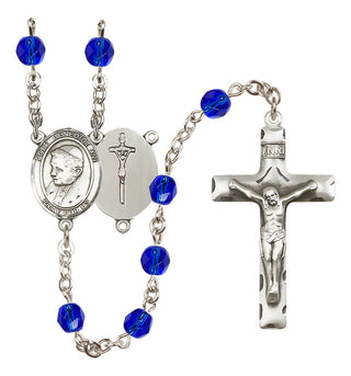 Silver Plated 6mm Fire Polished Pope Emeritace Benedict XVI Rosary in Sapphire