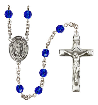 Silver Plated 6mm Fire Polished Saint Juliana of Cumae Rosary in Sapphire