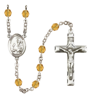 Silver Plated 6mm Fire Polished Saint Andrew the Apostle Rosary in Topaz