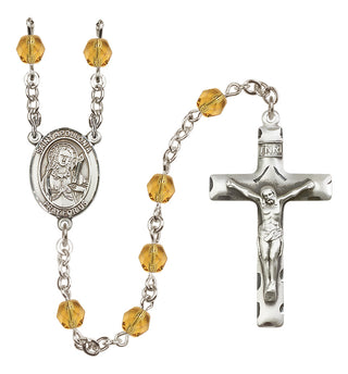 Silver Plated 6mm Fire Polished Saint Apollonia Rosary in Topaz