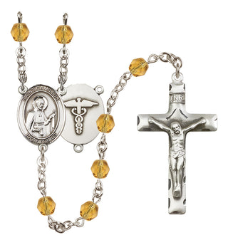 Silver-Plated 6mm Saint Camillus of Lellis / Nurse Rosary