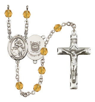 Silver-Plated 6mm Saint Joan of Arc /Coast Guard Rosary