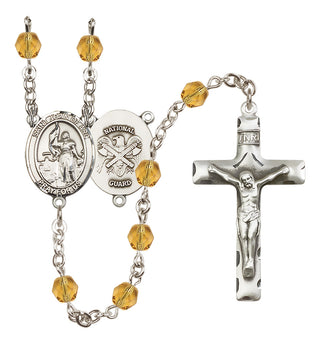 Silver-Plated 6mm Saint Joan of Arc / Nat'l Guard Rosary