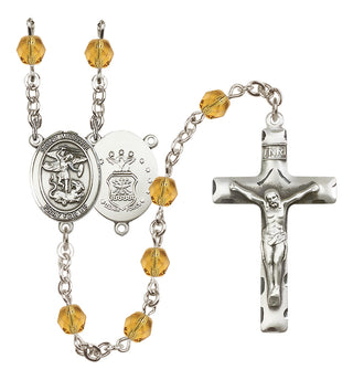 Silver-Plated 6mm Saint Michael / Air Force Rosary