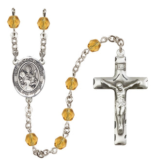 Silver Plated 6mm Fire Polished San Ramon Nonato Rosary in Topaz