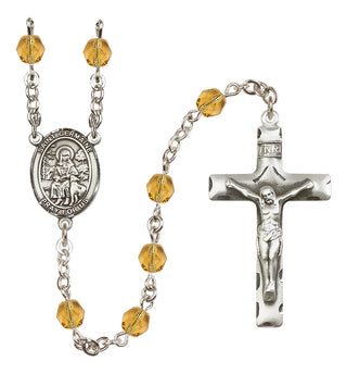 Silver Plated 6mm Fire Polished Saint Germaine Cousin Rosary in Topaz
