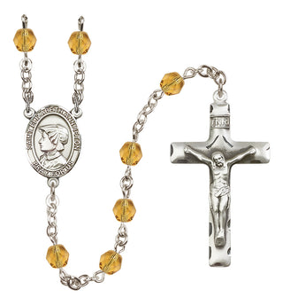 Silver-Plated 6mm Saint Elizabeth Ann Seton  Engraved Catholic Rosaries