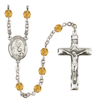 Silver Plated 6mm Fire Polished Saint James the Lesser Rosary in Topaz