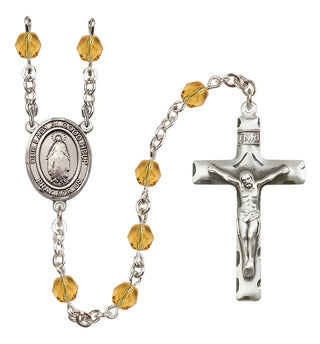 Silver Plated 6mm Fire Polished Our Lady of Good Help Rosary in Topaz
