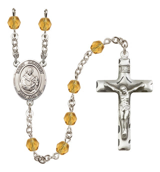 Silver Plated 6mm Fire Polished Saint Norbert of Xanten Rosary in Topaz