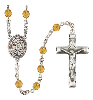 Silver Plated 6mm Fire Polished Our Lady of the Precious Blood Rosary in Topaz