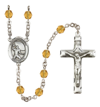 Silver-Plated 6mm Saint Christopher / Football Rosary