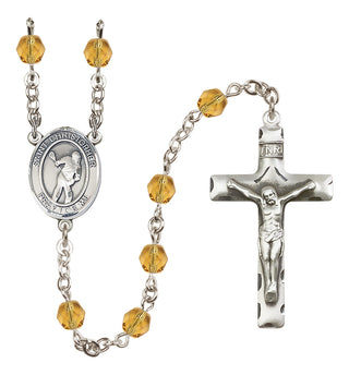 Silver-Plated 6mm Saint Christopher/Lacrosse Rosary
