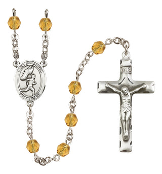 Silver-Plated 6mm Saint Sebastian /Track&Field-Men Rosary