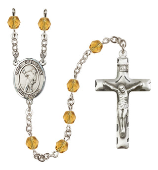 Silver-Plated 6mm Saint Sebastian/Lacrosse Rosary
