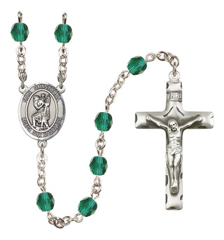 Silver Plated 6mm Fire Polished San Cristobal Rosary in Zircon