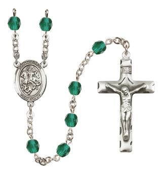 Silver-Plated 6mm Saint George  Engraved Catholic Rosaries