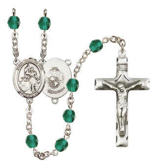 Silver Plated 6mm Fire Polished Saint Joan of Arc / Marines Rosary in Zircon