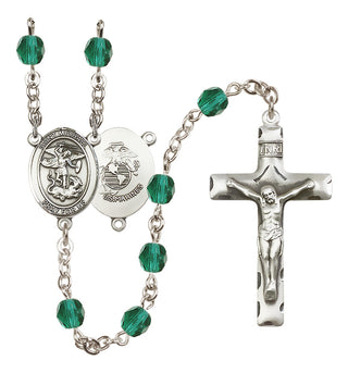 Silver-Plated 6mm Saint Michael / Marines Rosary