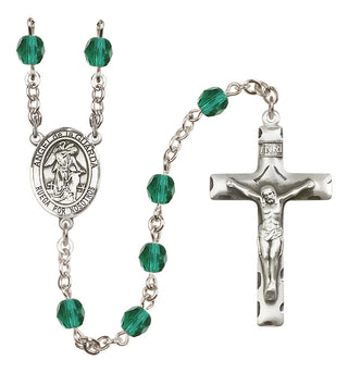 Silver Plated 6mm Fire Polished Angel de la Guardia Rosary in Zircon